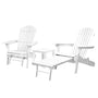 Gardeon 3 Piece Outdoor Adirondack Lounge Beach Chair Set - White