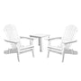 Gardeon 3 Piece Outdoor Adirondack Beach Chair and Table Set - White