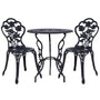 Gardeon 3PC Outdoor Setting Cast Aluminium Bistro Table Chair Patio Black