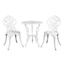 Gardeon Outdoor Furniture Chairs Table 3pc Aluminium Bistro White