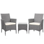 3 Piece Wicker Outdoor Chair Side Table Furniture Set - Grey