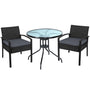 Gardeon Outdoor Furniture Dining Chairs Wicker Garden Patio Cushion Black 3PCS Sofa Set Tea Coffee Cafe Bar Set